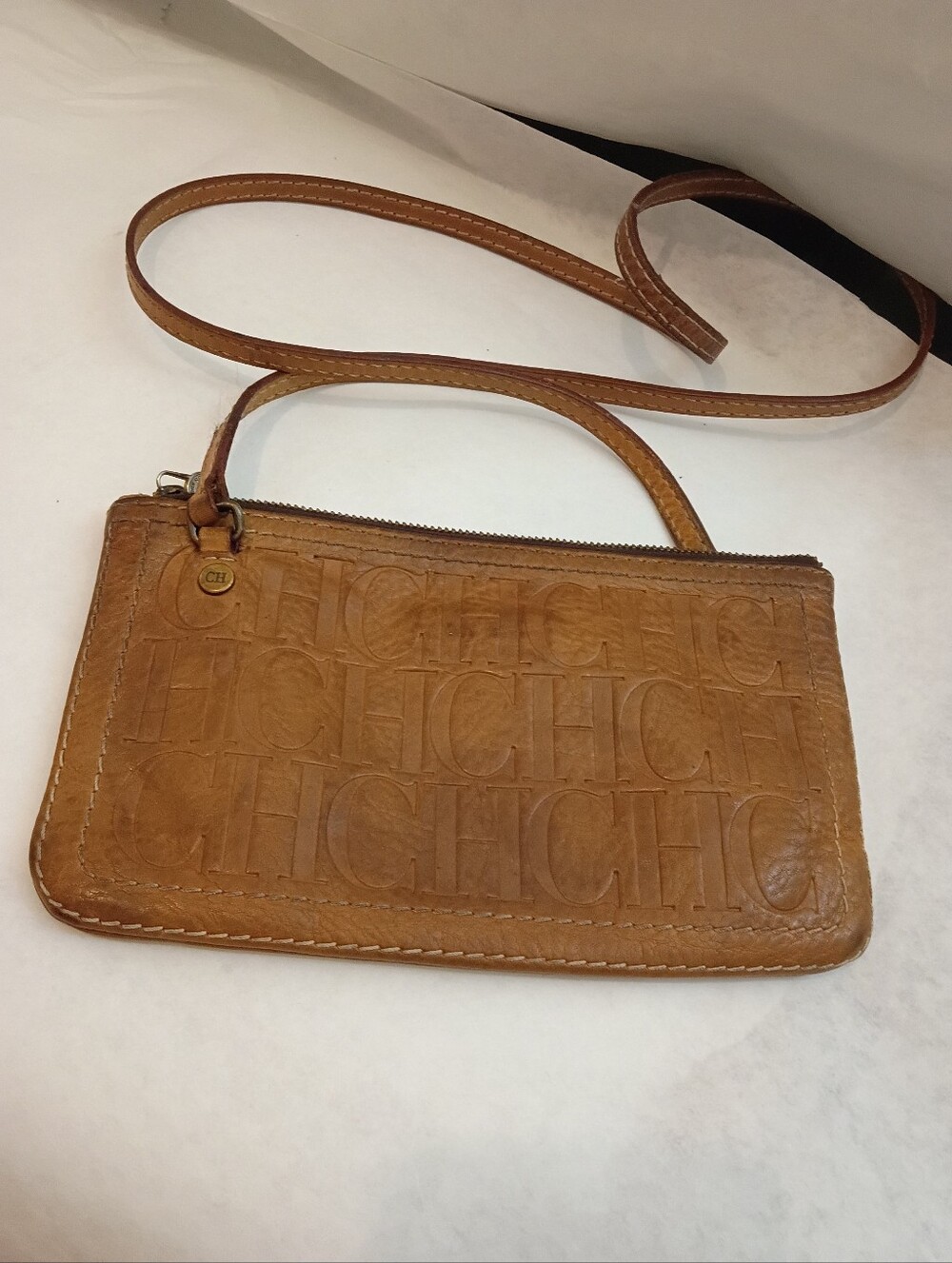 Carolina Herrera Small  Crossbody Leather Monogram  Authentic